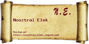 Nosztrai Elek névjegykártya